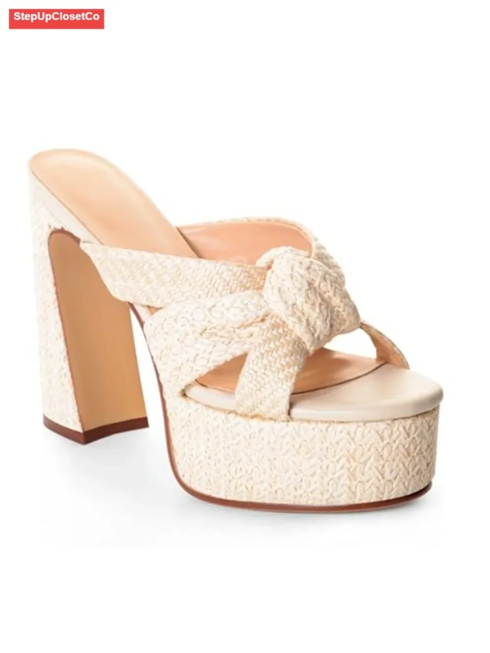 ANN CREEK Espadrille Platform Sandals Open Toe Chunky High Heel Knot Woven